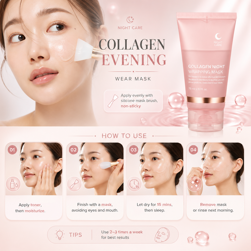 1pc Collagen Overnight Sleeping Mask, Deep Moisturizing Gel Face Mask, Hydrating Face Mask